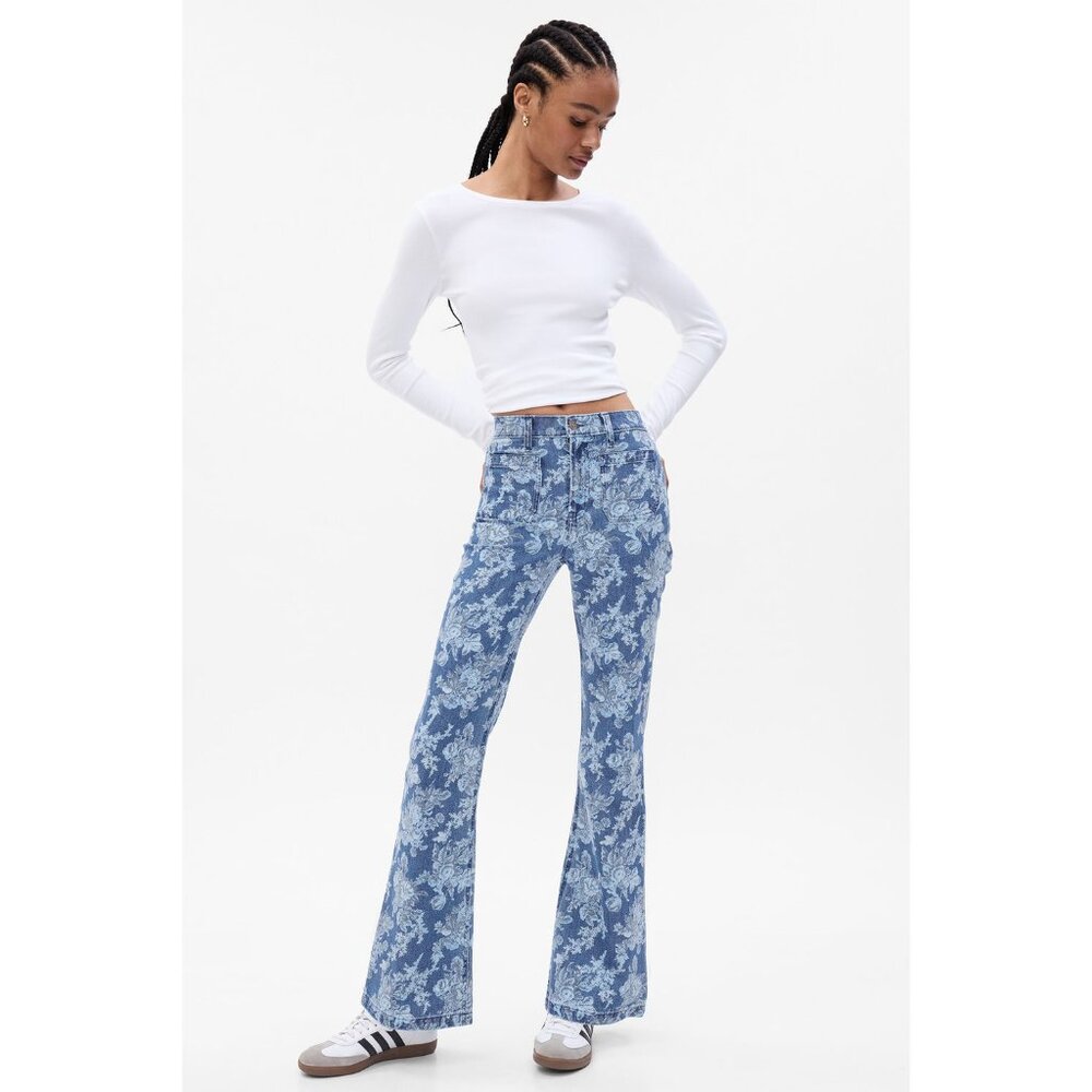 Gap X LoveShackFancy High Rise Floral 70's Flare Jeans - Size 25 Regular - NWT!